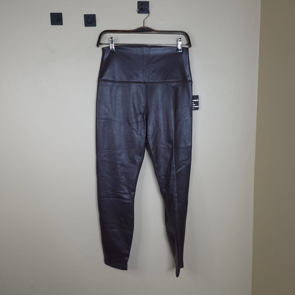 90 Degree By Reflex High Rise Leatherette Leggings in Brown Size L